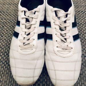 Gola Mens Trainers in EUC White Leather Blk & Blue Size 9 US 43 EU From the UK